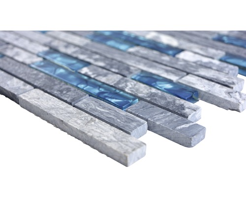 Mosaikfliese aus Naturstein und Glas