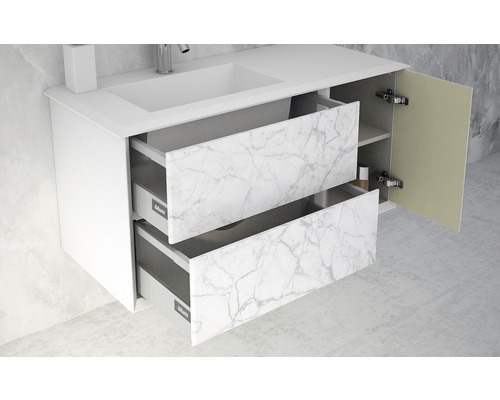 Meuble sous-lavabo avec tiroirs et porte