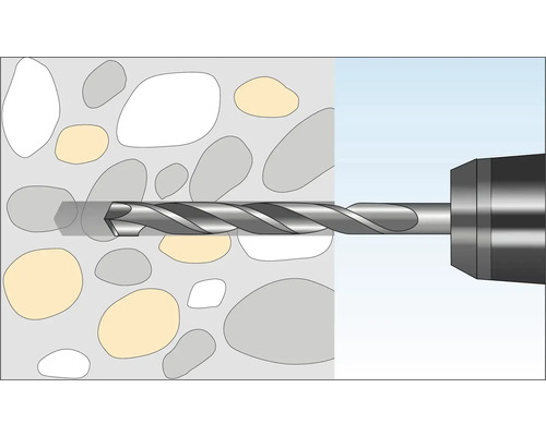 Illustration eines Steinbohrers beim Bohren in Beton
