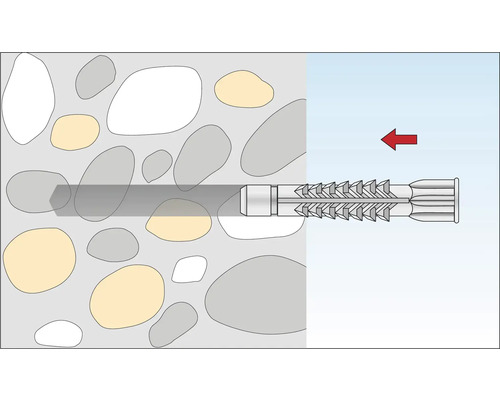 Illustration einer Dübelbefestigung in einer Wand