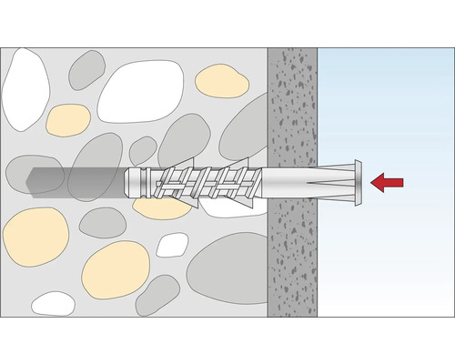 Illustration einer Dübelbefestigung in einer Wand