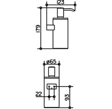 Dessin technique d''un distributeur de savon avec dimensions