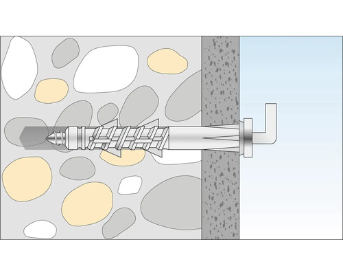 Illustration eines Montagedübels in einer Betonwand