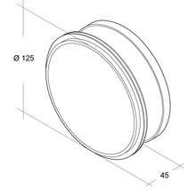 Dessin technique d''un passage de tuyau d''un diamètre de 125 millimètres et d''une profondeur de 45 millimètres