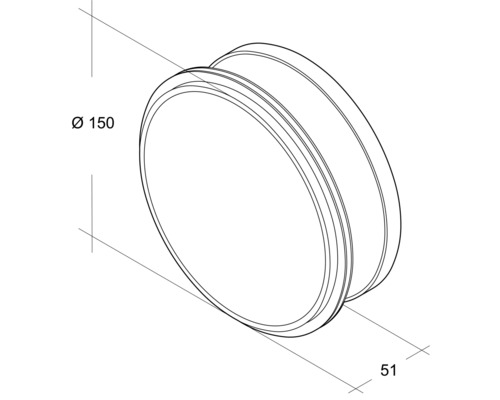 Dessin technique d''une rosace d''un diamètre de 150 millimètres.
