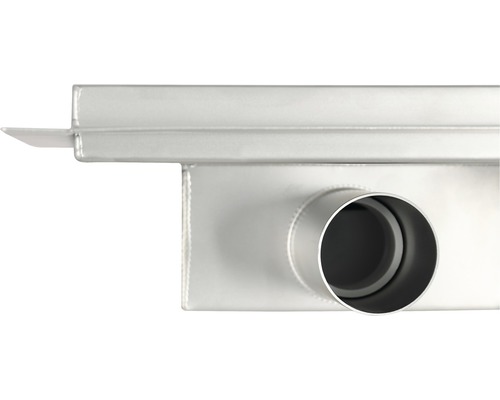 Vue détaillée d''un caniveau de drainage en acier inoxydable