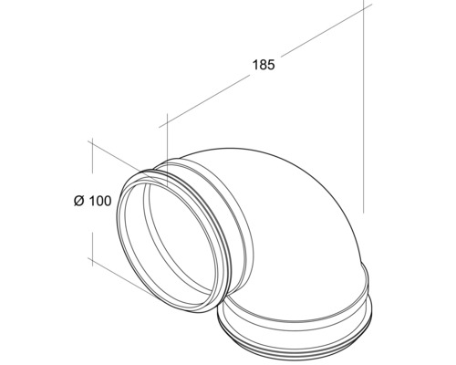 Coude arrondi de gaine tubulaire agrafée Ø 100 mm 90° Coude arrondi de gaine tubulaire agrafée Ø 100 mm 90°