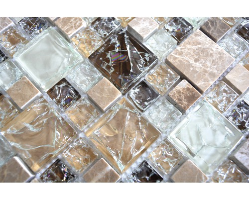 Mosaikfliese aus Glas und Naturstein