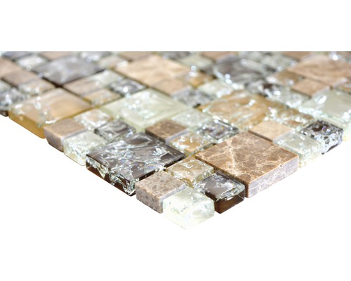 Mosaikfliese aus Glas und Naturstein