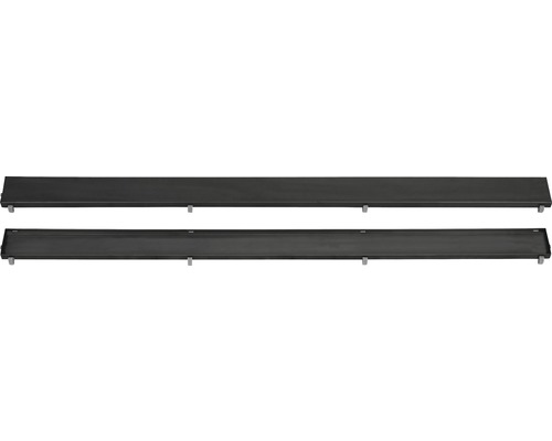 Deux caniveaux de douche noirs en acier inoxydable