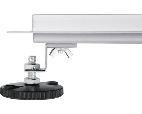 Vue détaillée des vis et du pied de nivellement pour la fixation d''une étagère