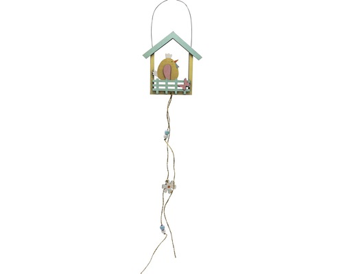 Dekorationsobjekt mit Vogelhaus und Vogelmotiv zum Aufhängen