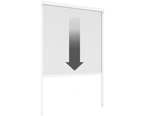 Insektenschutzrollo mit einem Pfeil nach unten