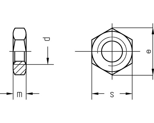 Schéma technique d''un écrou hexagonal avec cotes
