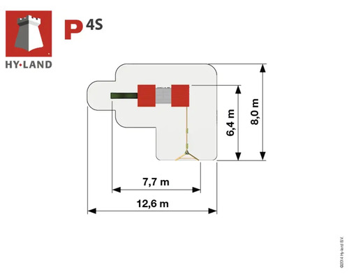 Grundrisszeichnung des Spielplatzes mit Breiten- und Längenangaben