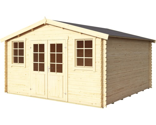 Abri de jardin en bois avec double porte et fenêtres