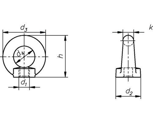Technische Zeichnung eines Rings mit Maßangaben