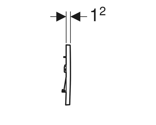 Schemazeichnung eines Betätigungsplatte mit einer Dicke von 12 mm