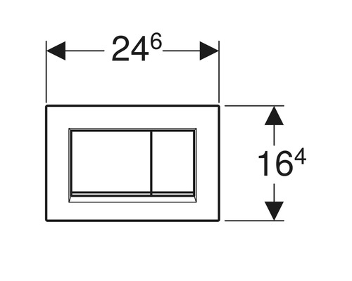 Masse der Betätigungsplatte für die Toilettenspülung: 246 mm Breite und 164 mm Höhe