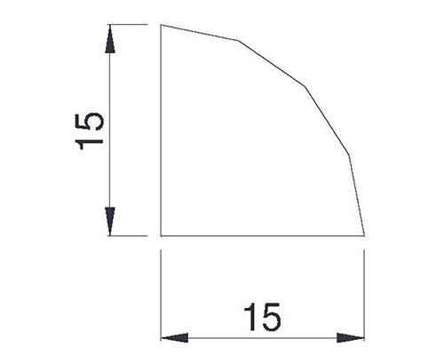 Technische Zeichnung mit Maßangaben: Höhe 15 und Breite 15
