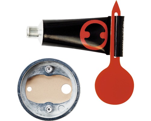 Tube mit Reparaturmasse, Verschluss und Applikationshilfe