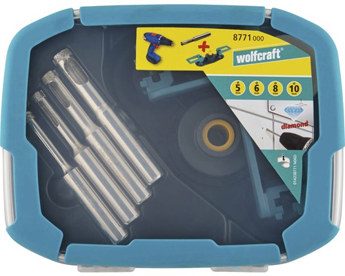 Jeu de couronnes de forage diamantées Wolfcraft dans une boîte en plastique
