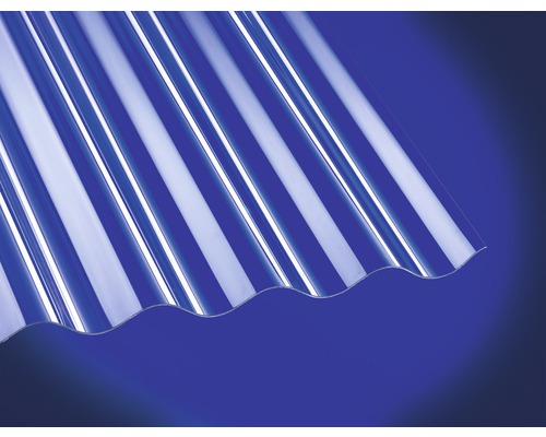 Plaque ondulée en polycarbonate Sinus 76/18 transparente 3000x1040
