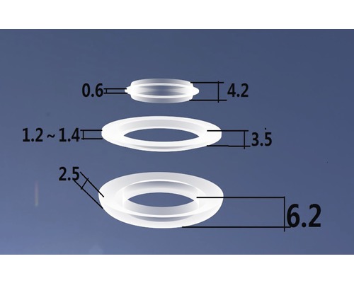 Abbildung von Dichtungsringen mit Größenangaben