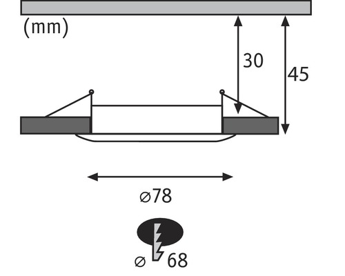 Dessin technique avec les dimensions d''un spot encastrable