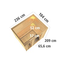 Vue de dessus d''un sauna avec dimensions