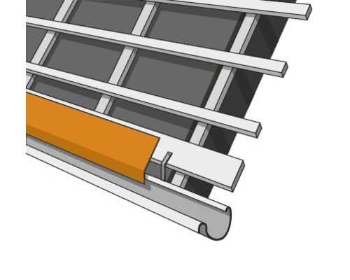 Illustration einer Dachrinne mit Dachrinnenschutzgitter