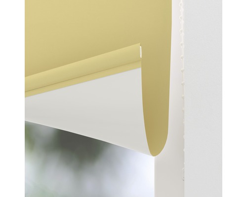 Gelbe Rollo Detailansicht für Fensterdekoration