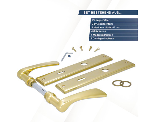 Türbeschlag-Garnitur mit Langschildern und Schrauben
