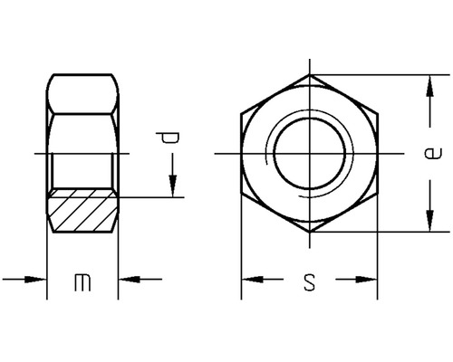 Écrou à six pans DIN 934 M8 polyamide 50 unités Dessin technique d''un écrou hexagonal avec cotation