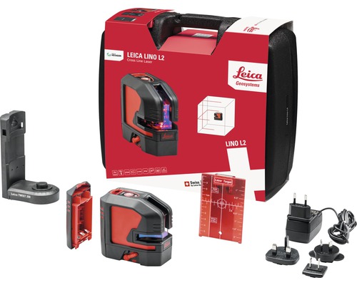 Leica Lino L2, set de niveau laser lignes croisées avec accessoires