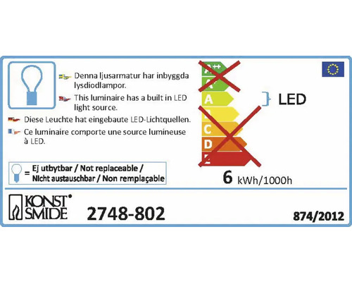 Étiquette énergétique pour un luminaire avec sources lumineuses LED intégrées