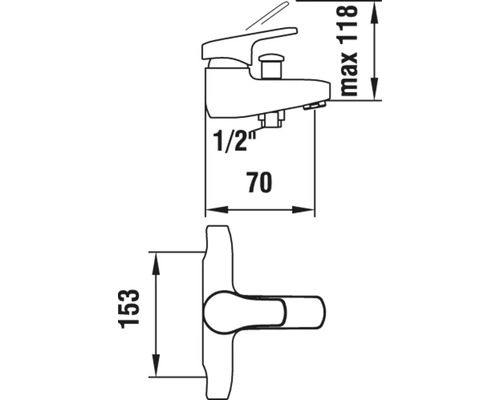 Dessin d''un robinet avec dimensions