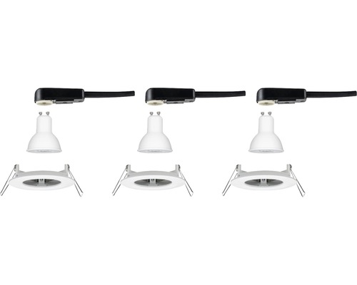 Drei Lampen mit Schienenstrahler, Leuchtmittel und Einbaurahmen