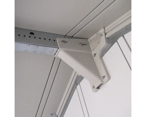 Detailansicht einer Eckverbindung mit Schrauben für eine sichere Befestigung.