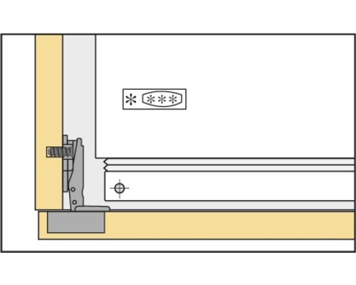 Detailansicht eines Schubladenelements mit Befestigungselementen