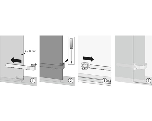 Instructions de montage pour une porte coulissante en verre avec les étapes de fixation du support