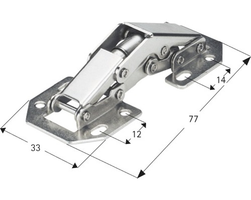 Möbelscharnier mit Maßangaben