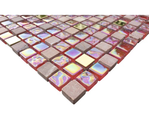 Quadratische Mosaikfliese aus Glas und Stein