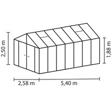 Gewächshaus Vitavia Zeus Comfort 13800 Einscheibensicherheitsglas/ Hohlkammerplatten mit Bodenprofil 258,4x539,6 cm schwarz-thumb-1