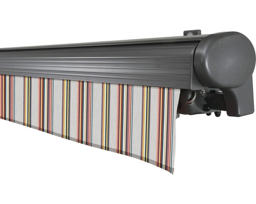 Store de terrasse avec tissu rayé