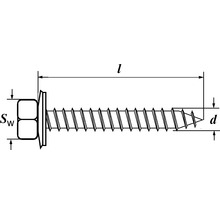 Fassadenbauschraube m. Dichtscheibe 6,5x32 mm galv. verzinkt, 100 Stück
