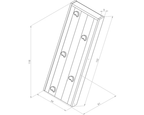 Illustration d''un mur d''escalade avec des poignées et des dimensions.