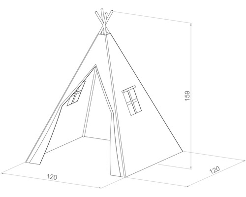 Image d''un tipi avec des mesures
