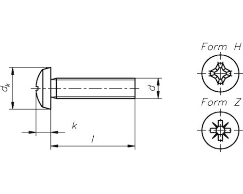 Dessin technique d''un rivet à tête bombée avec dimensions et formes de tête