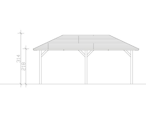 Dessin d''un pavillon avec indications de hauteur